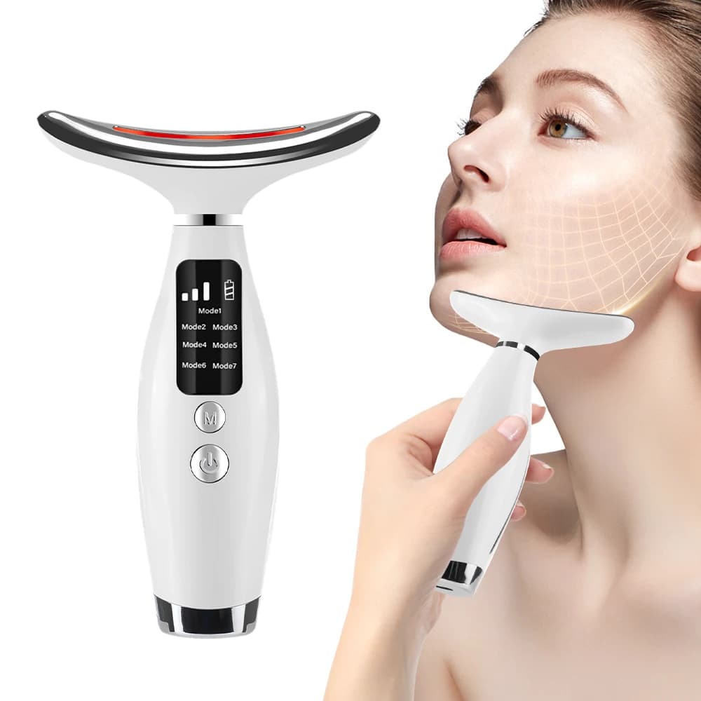 Masseur de cou à 4 modes et 3 niveaux avec lumière LED et micro-courant, appareil de beauté du cou r