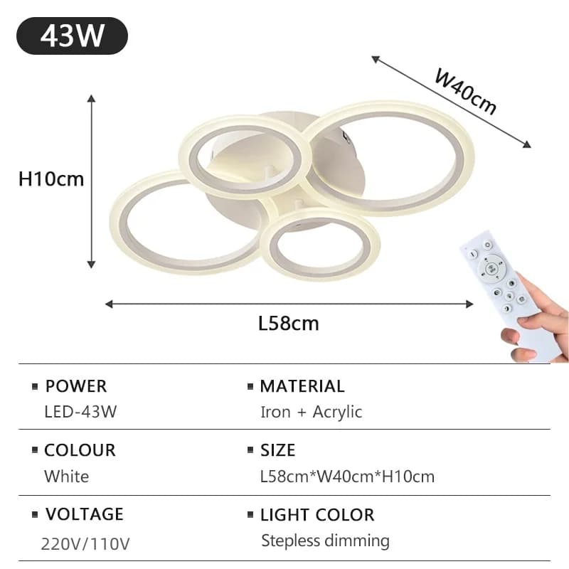 Plafonnier LED moderne en forme d'anneau, luminaire décoratif d'intérieur, idéal pour un salon, une