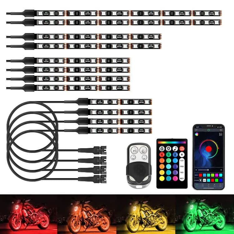Bande de lampe décorative RGB pour Moto et voiture, application LED, lumière d'ambiance pour pied, t