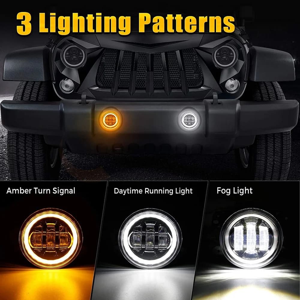NLpearl-Lampes de sauna à LED avec clignotant Halo DRL, lumières pour Jeep Wrangler JK TJ LJ Rubicon