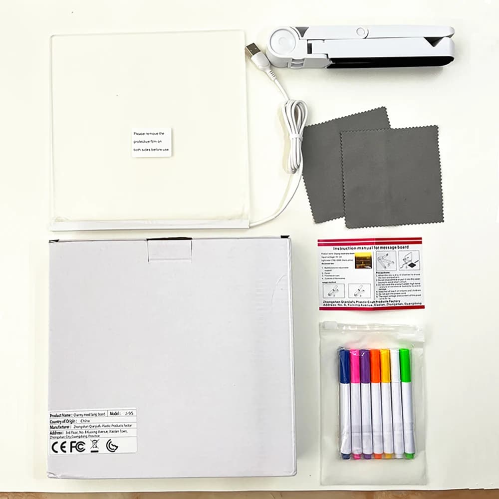 Tableau d'écriture LED pour enfants, tableau d'affichage LED coloré avec support, comprend 7 stylos 