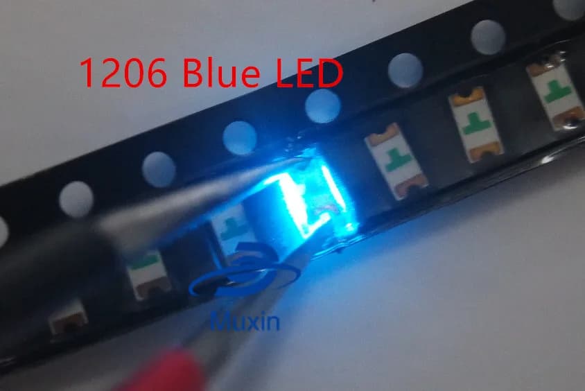 Diode électroluminescente bleue glacée 1206 SMD LED, 100 pièces/lot