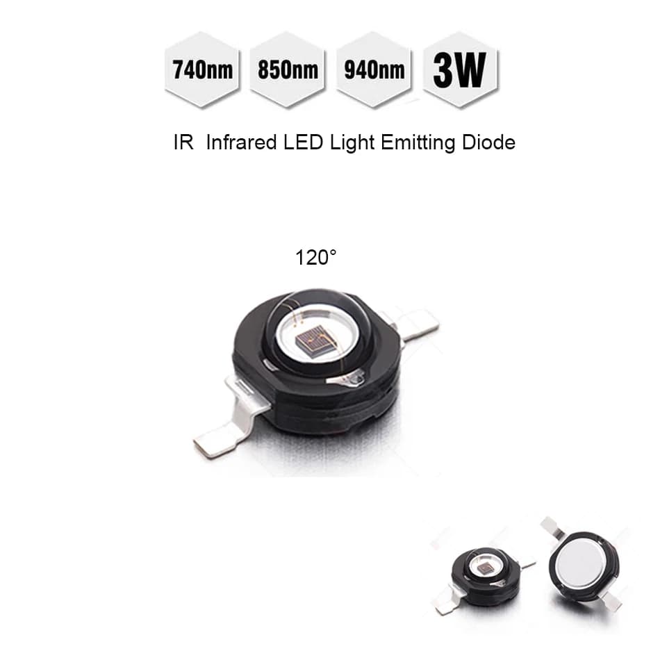 Perles LED haute puissance 3W IR 850nm 940nm 740nm 60 90 120 degrés LED infrarouge Diode électrolumi