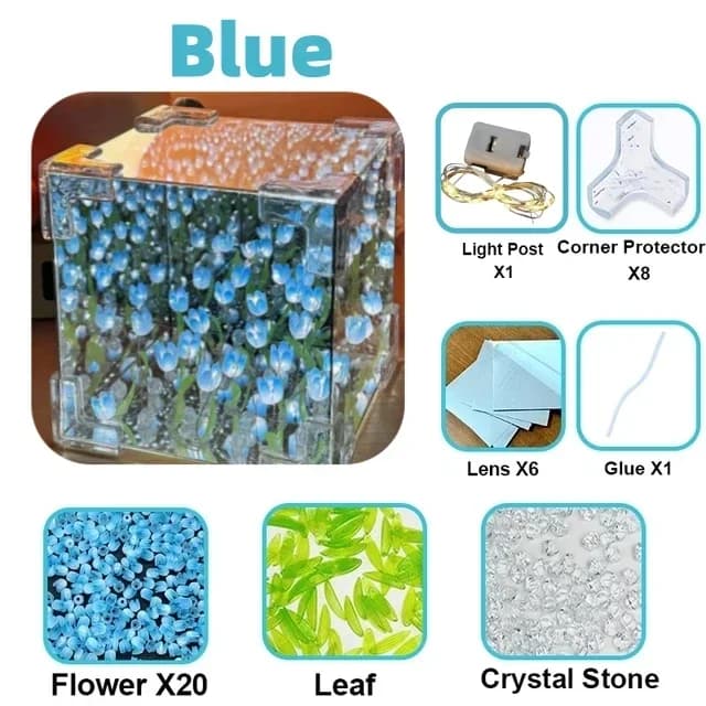 Bricolage tulipe miroir Cube lampe Simulation fleur chambre Table de couchage lampe à la main artisa