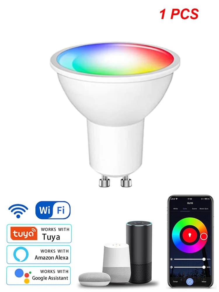 Ampoule intelligente GU10 LED Tuya WiFi, projecteur intelligent Alexa 5W 7W 9W, contrôle par applica