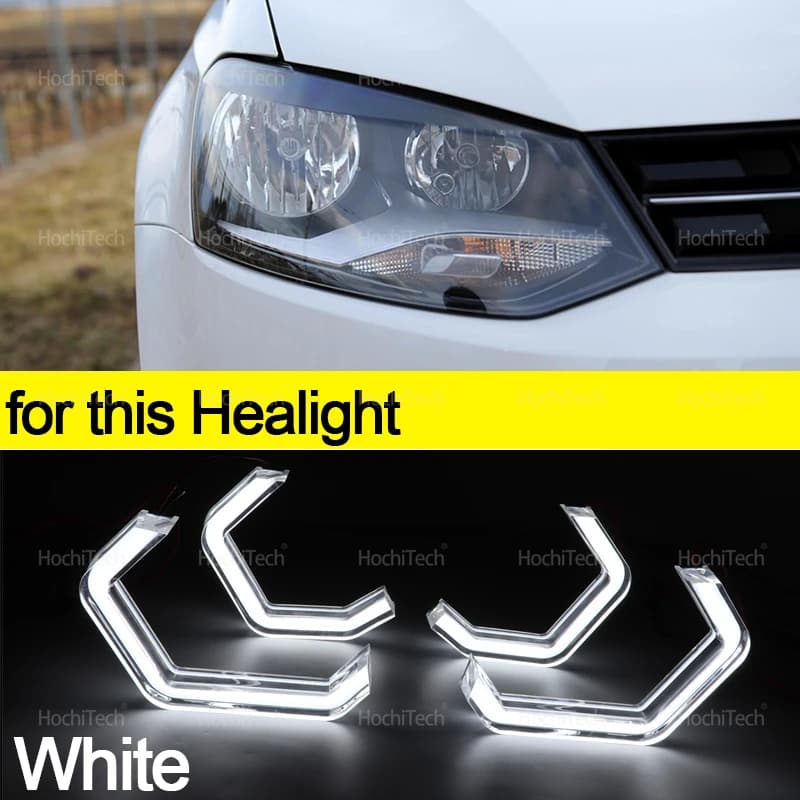 Pour Volkswagen VW Polo 5 6R 6C CrossPolo Vento M4 Style couleur jaune citron DRL LED yeux d'ange lu