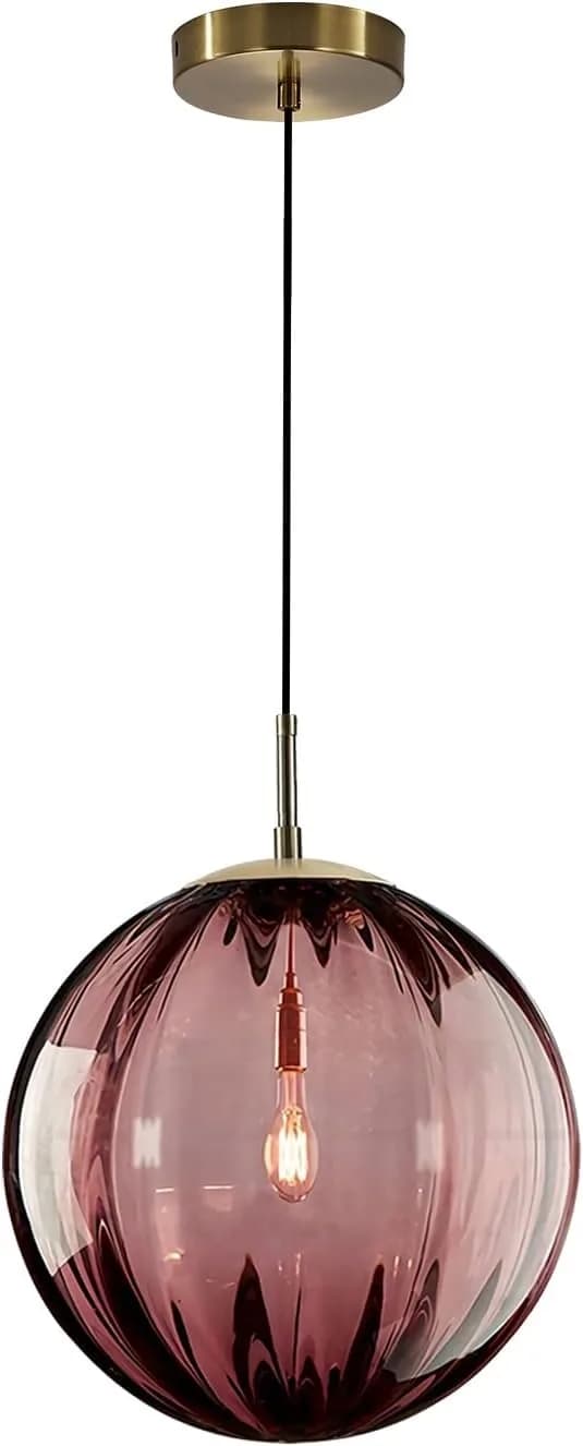 Lampe suspendue moderne du milieu du siècle, Globe en verre, lampe suspendue en laiton doré, lampe s