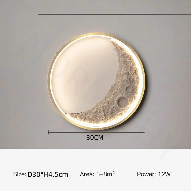 Applique Murale LED en Forme de Lune Moderne, Luminaire Décoratif d'Nik, Idéal pour un Couloir, un S