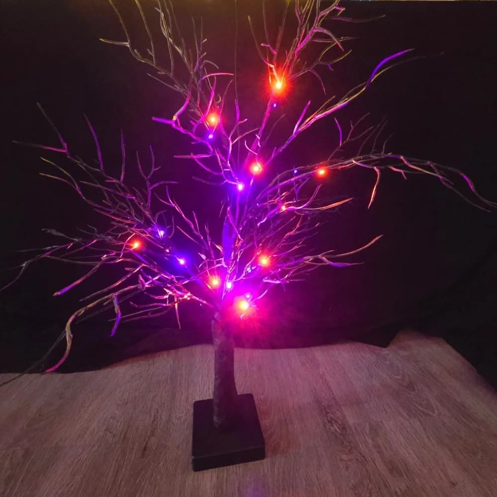 1PC 20 LED Lumière d'ambiance décorative en forme de branche de corail orange et violet, Lampe d'arb