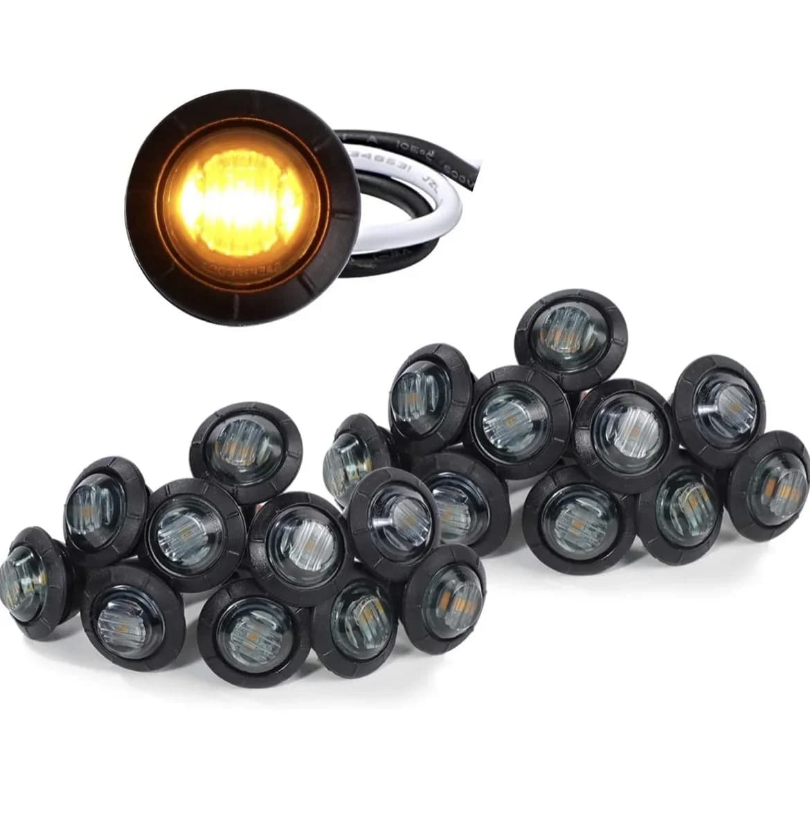 Petits feux ronds noircis à LED pour camions, feux de position latéraux arrière, montage, 12V, 24V, 
