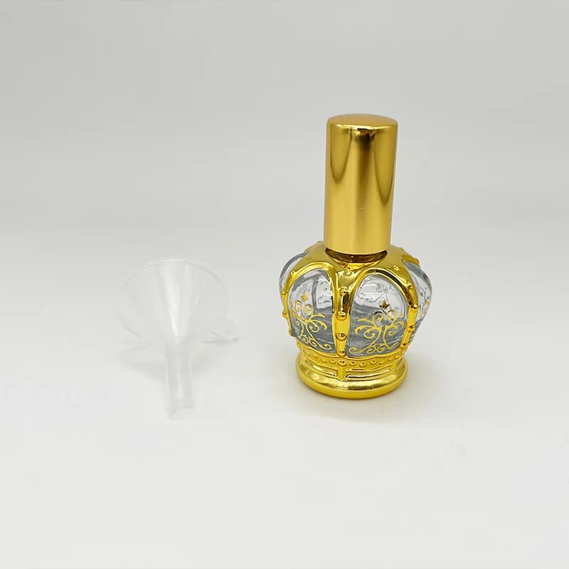 Bouteille de parfum en verre Design couronne dorée de 15ml, Spray de voyage Portable avec distribute