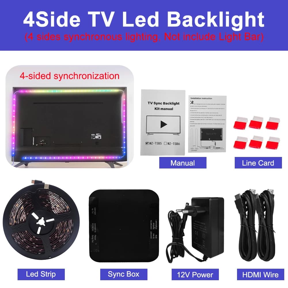Rétro-éclairage Led pour TV ambiante intelligente, avec boîtier de synchronisation de périphérique H