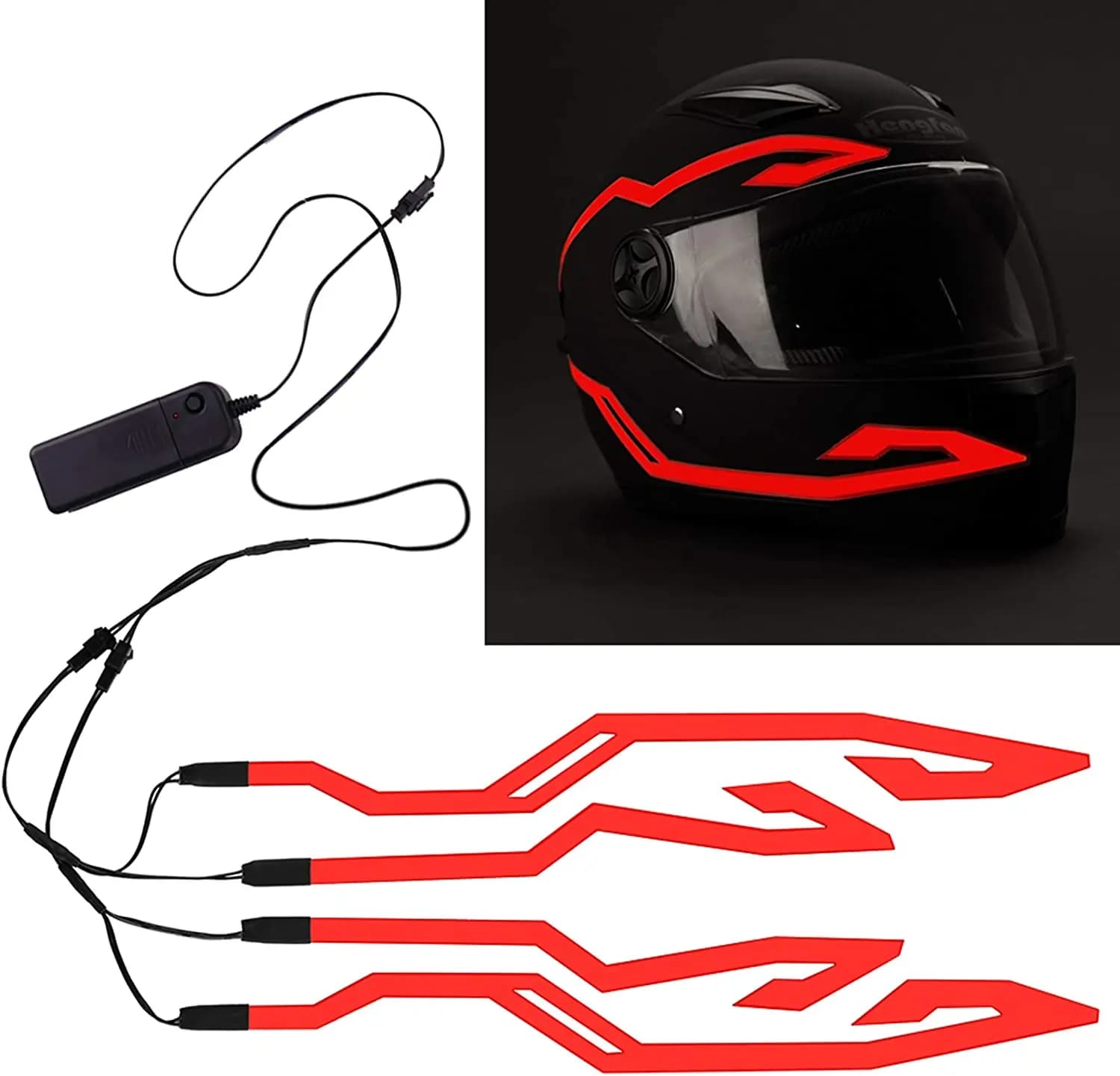 Lumière de casque de moto, Signal de conduite de nuit, 4 en 1, lumière EL, 3 modes, bande lumineuse