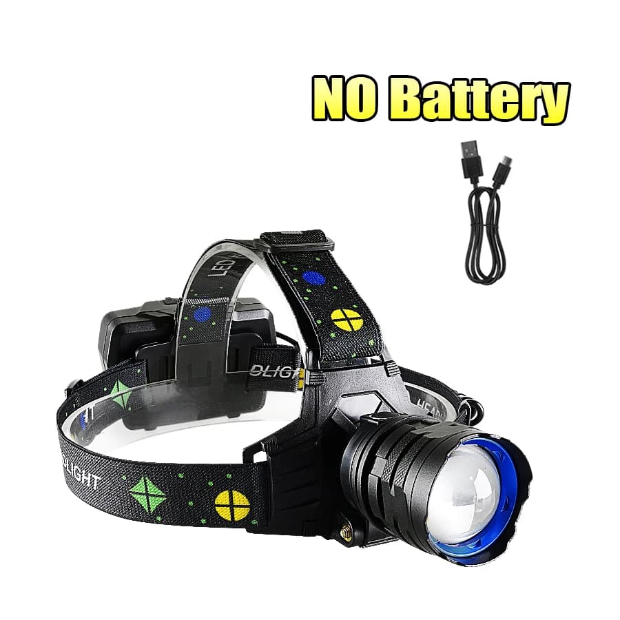 Lampe frontale LED Ultra puissante, longue portée, Rechargeable, haute puissance, lanterne frontale 