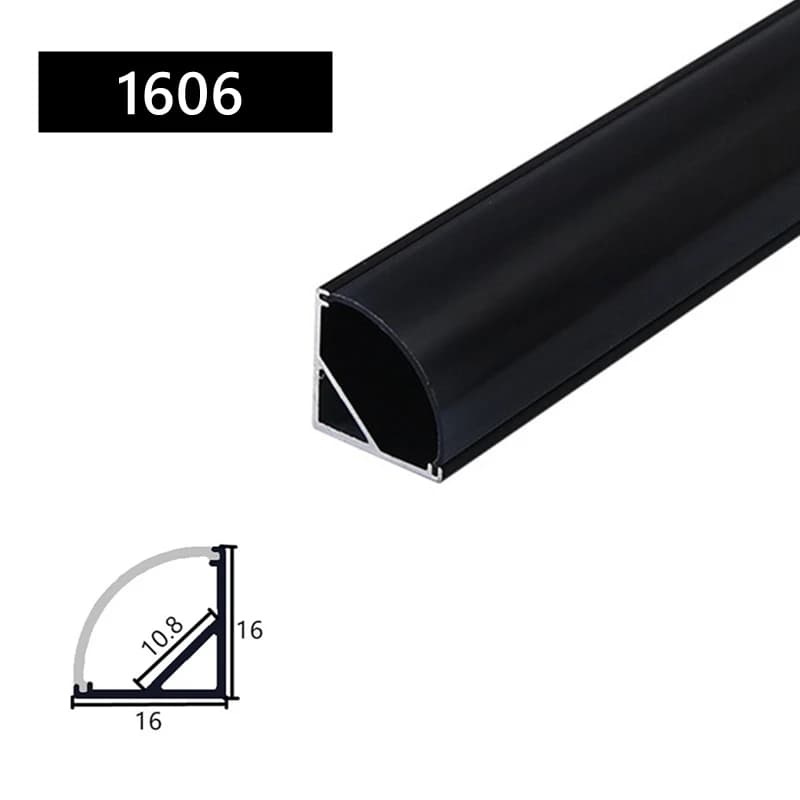 Profilé en aluminium LED noir, style V, U, YW, canal de bande lumineuse, couvercle noir, armoire, Ci