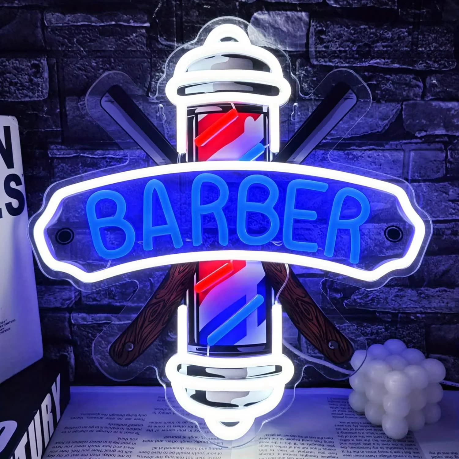 Enseigne néon LED dimmable USB pour salon de coiffure, décoration murale, enseigne professionnelle p