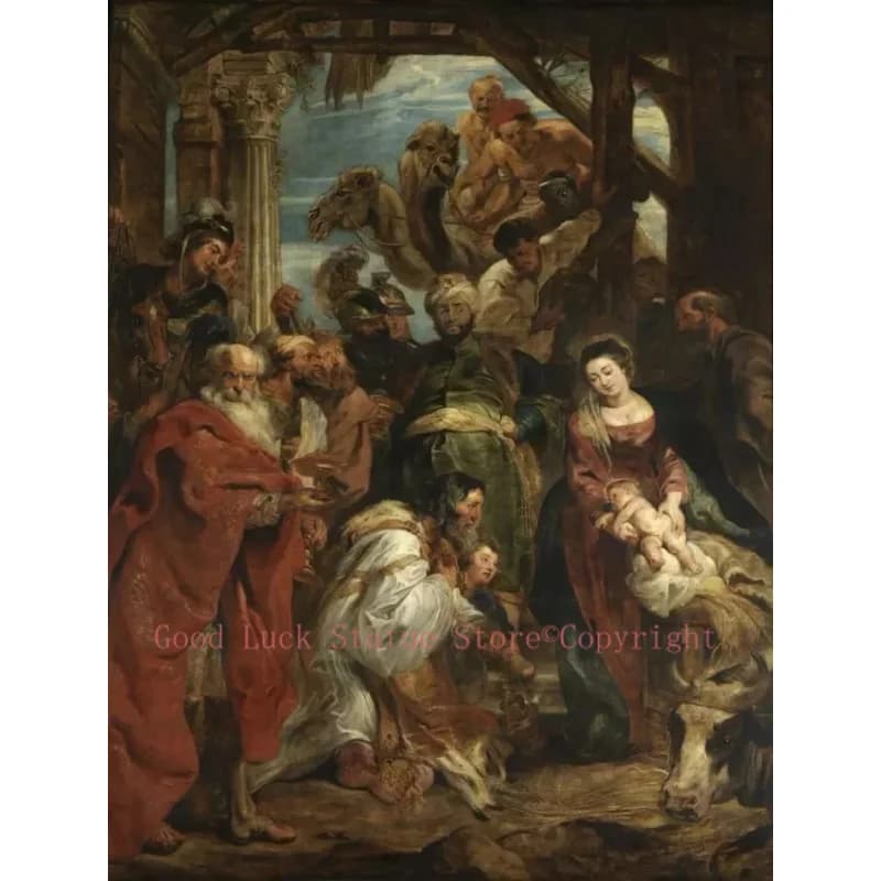 Peinture à l'huile sur toile, art religieux décoratif d'église, Peter Paul Rubens l'adoration du mag