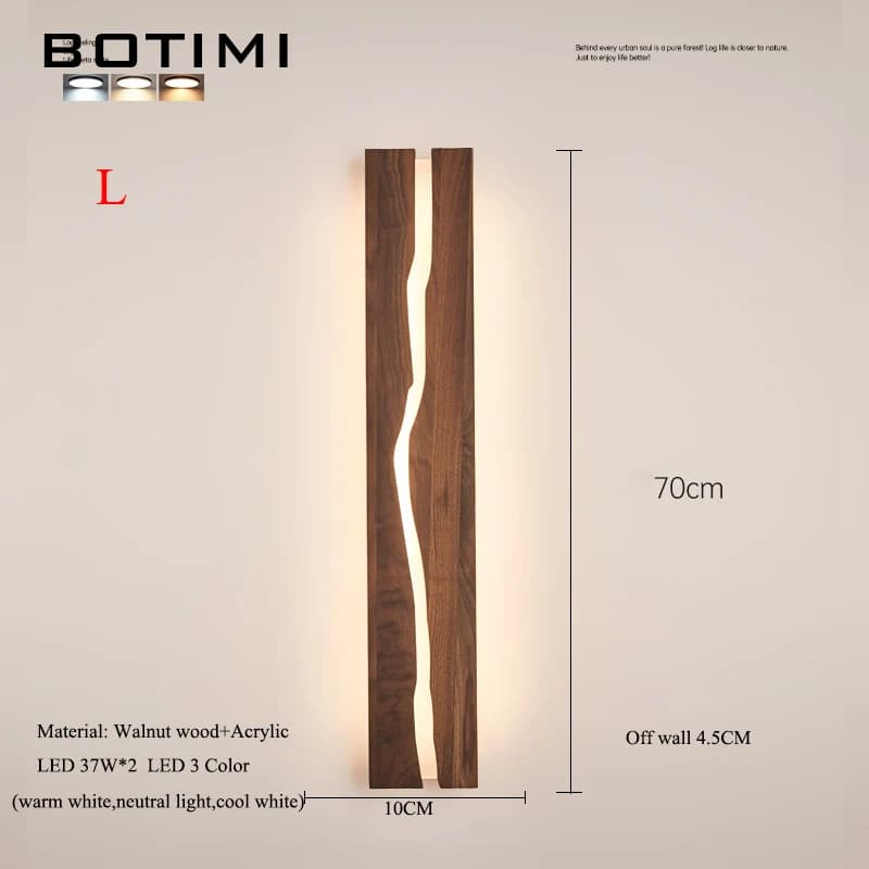 BOTIMI-Applique Murale LED en Bois au Design Nordique Moderne, Luminaire Décoratif d'Niken Acrylique