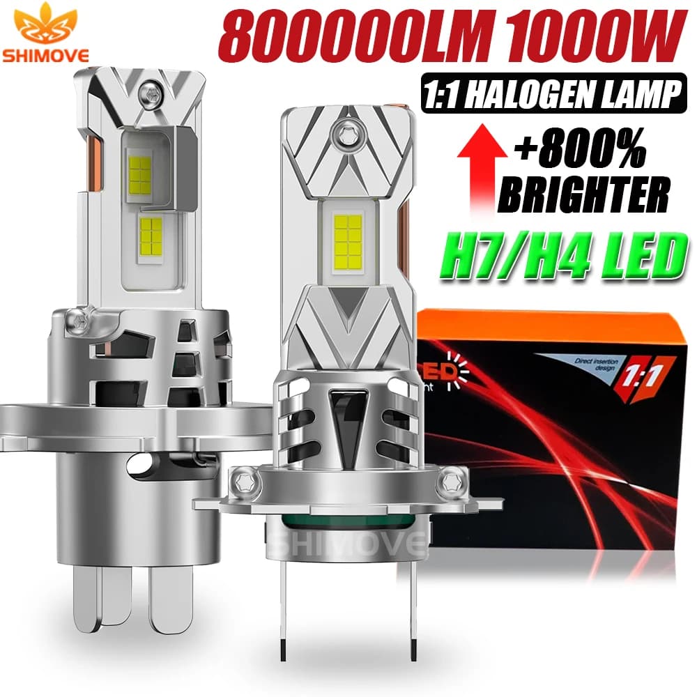 Ampoule de phare LED H4 9003 HB2 CANBUS, ampoule LED H7 300000LM super lumineuse 6000K, phare de voi
