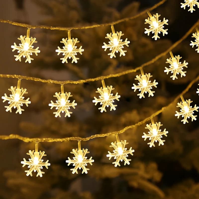 Guirlande lumineuse LED en forme de flocon de neige, décoration de mariage, décoration de Noël pour