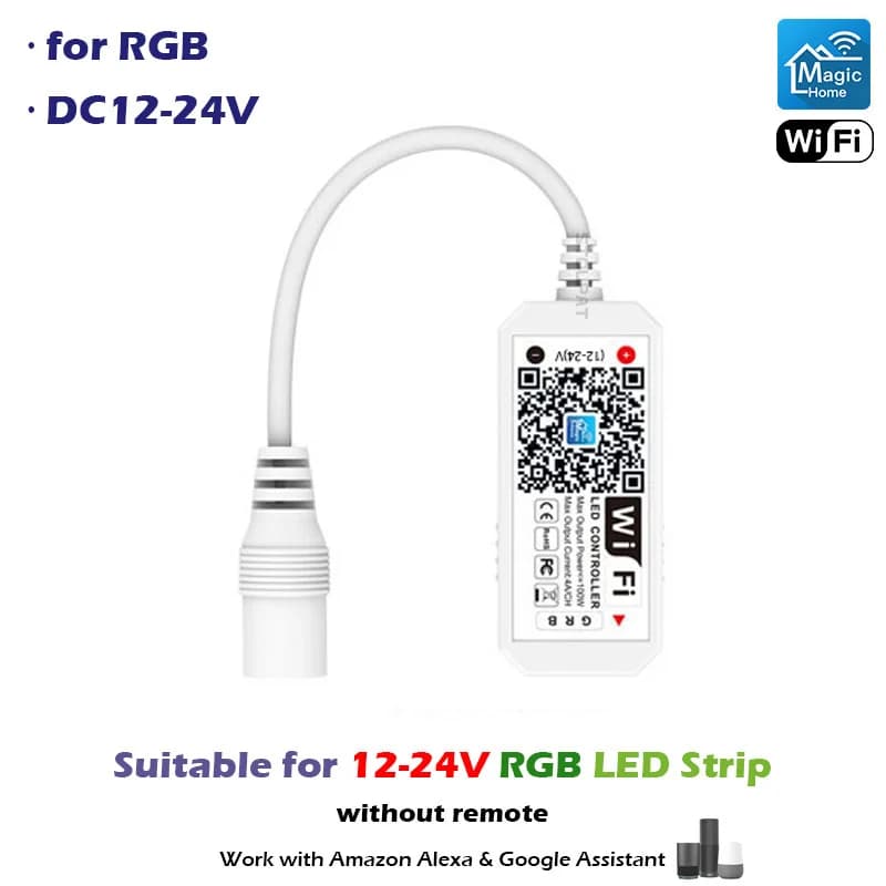 Bande LED Wifi RGBW, contrôleur RGB Magic Home, compatible avec Amazon Alexa, Google Assistant pour 