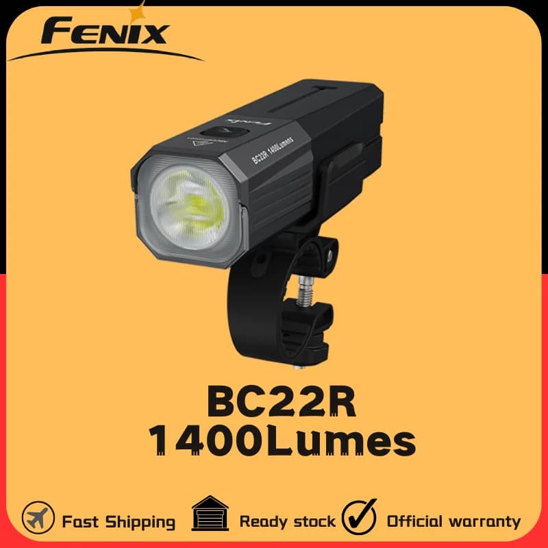 Lampe de vélo Fenix BC22R 1400 lumens rechargeable par type C avec batterie 18650 3400 mAh