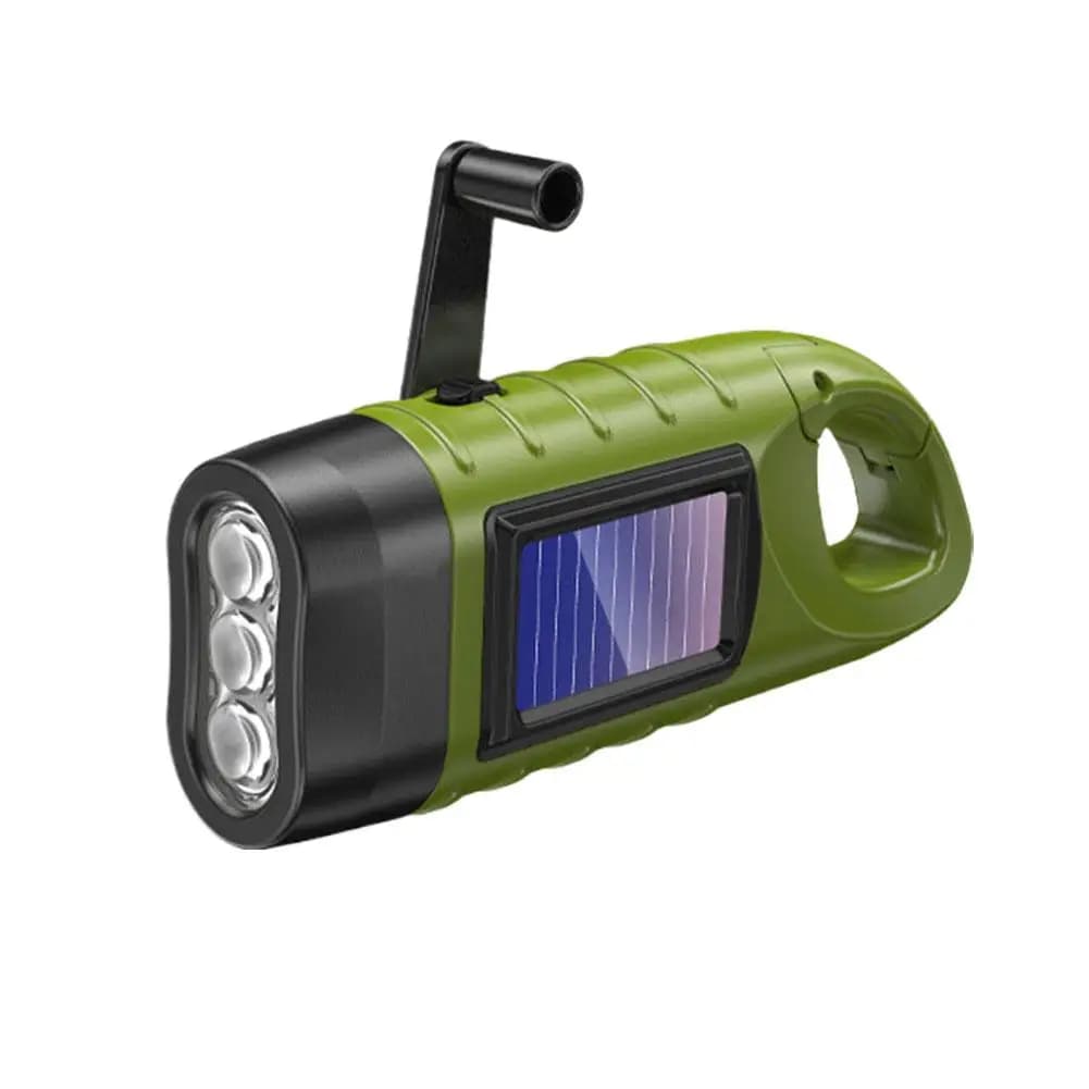 Lampe de poche LED à manivelle, équipement de survie Rechargeable à énergie solaire, torche de charg