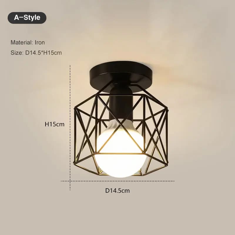 Vintage E27 plafonniers plafonniers pour couloir Foyer allée noir métal intérieur Cage lustre lumina