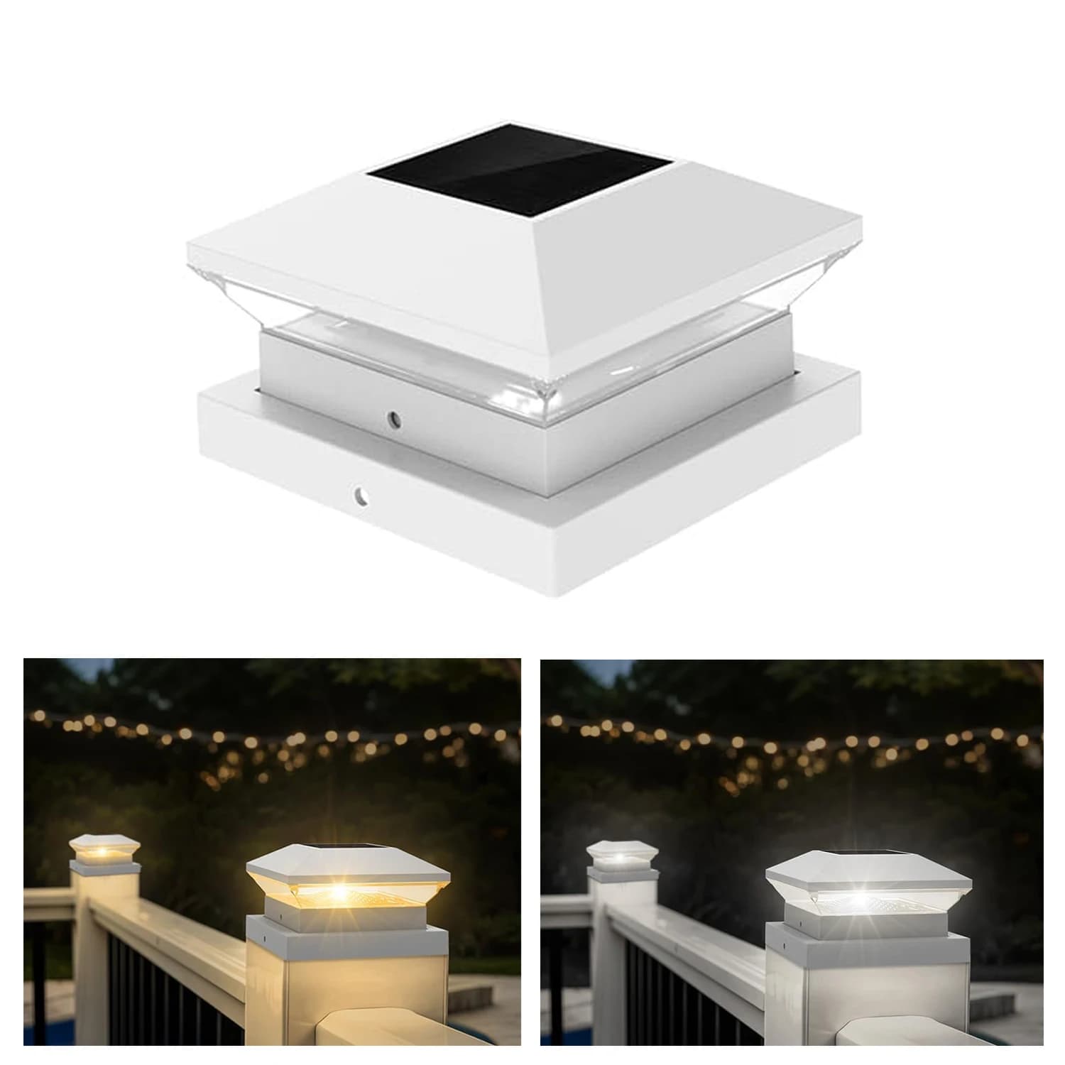 Lampes solaires pour poteaux, 2 modes, LED, pour poteaux de clôture, IP65, étanches, pour poteaux en