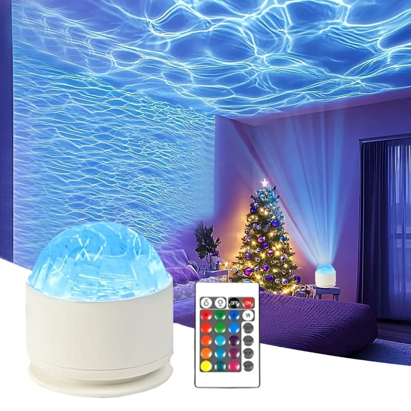 Projecteur LED Aurore/Ondulations d'Eau, Veilleuse Galaxie Ciel Étoilé, Télécommande 16 Couleurs, Ro
