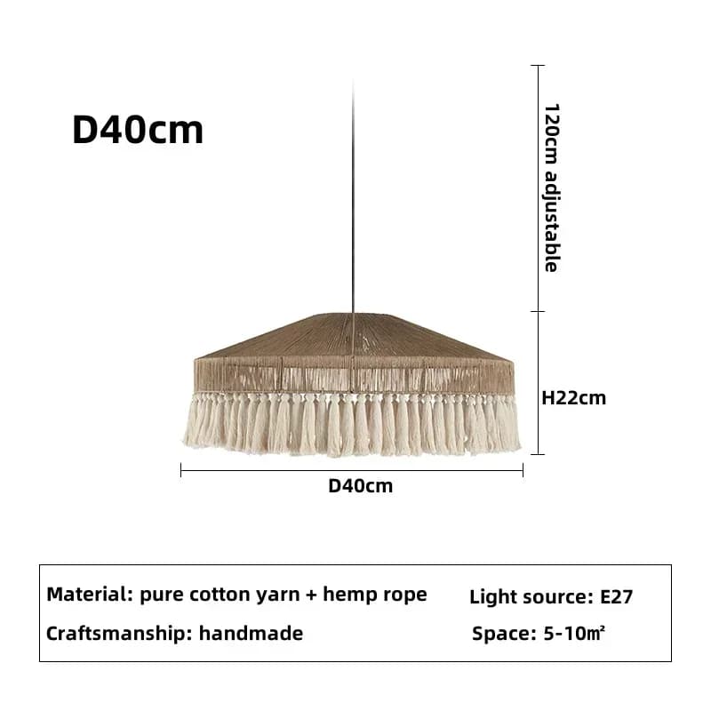 Rétro Boho suspension lampe nordique chanvre corde à la main suspendu lustre luminaire pour salon ch