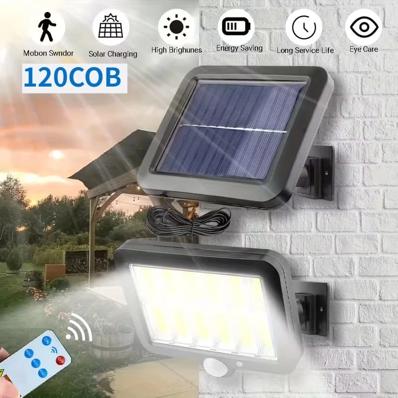 120COB lampadaires solaires 3 Modes lampe de jardin solaire extérieure avec capteur de mouvement lam