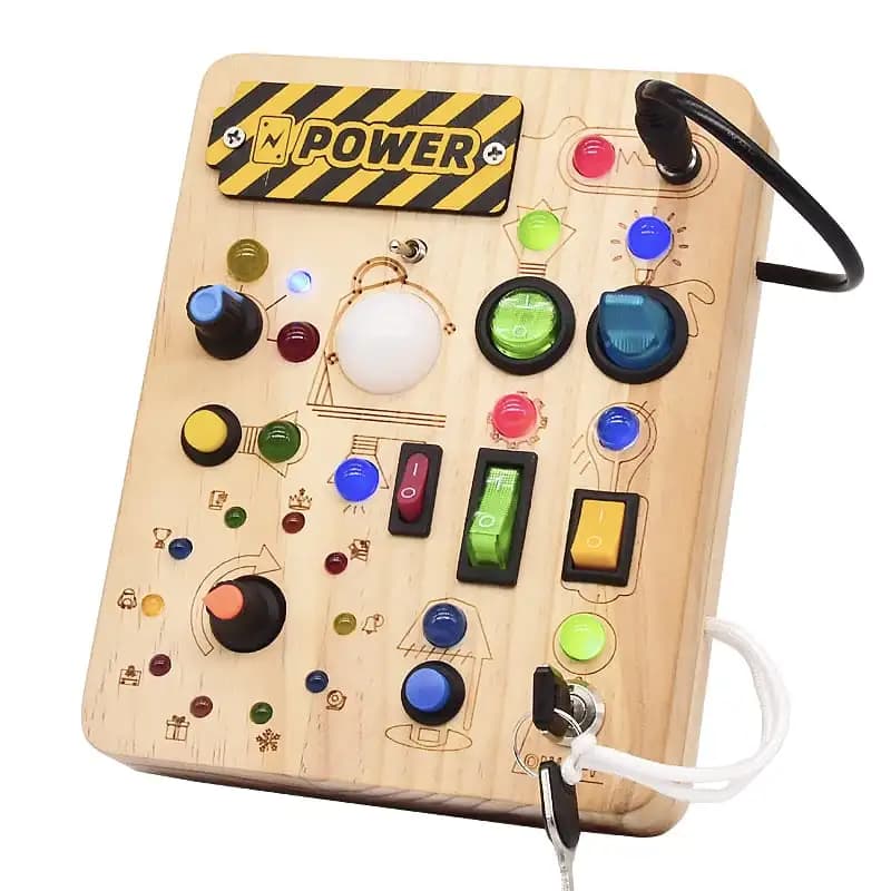 Montessori en bois occupé conseil interrupteur jouets bouton LED lumières apprentissage sensoriel à 