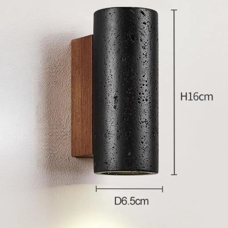 Applique murale en pierre naturelle travertin noire, avec ampoule E27, pour chambre à coucher, salon