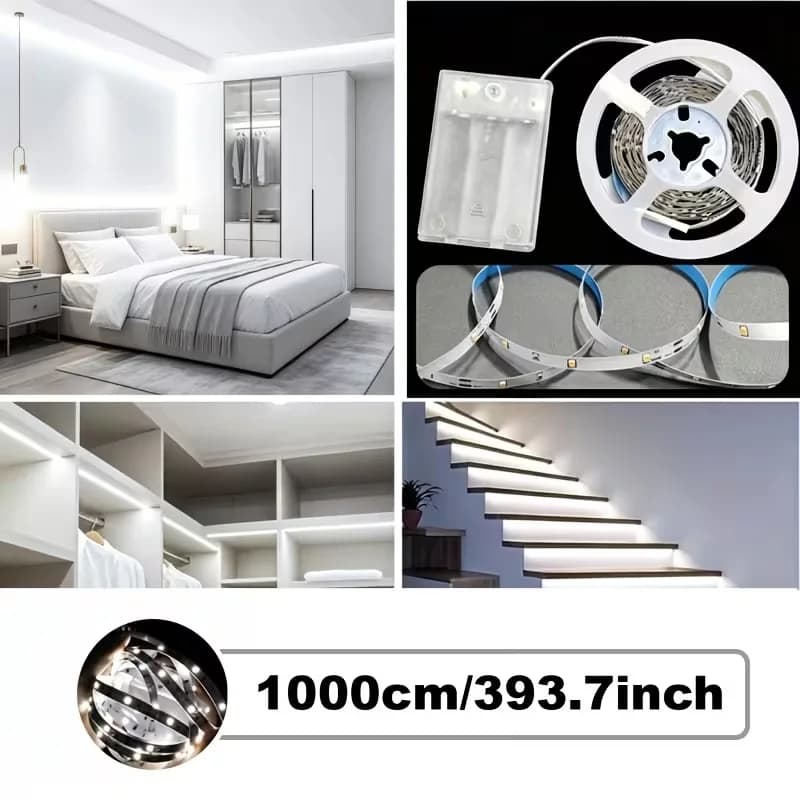 1 bande lumineuse LED flexible, alimentée par une boîte à piles basse tension 5V (piles non incluses