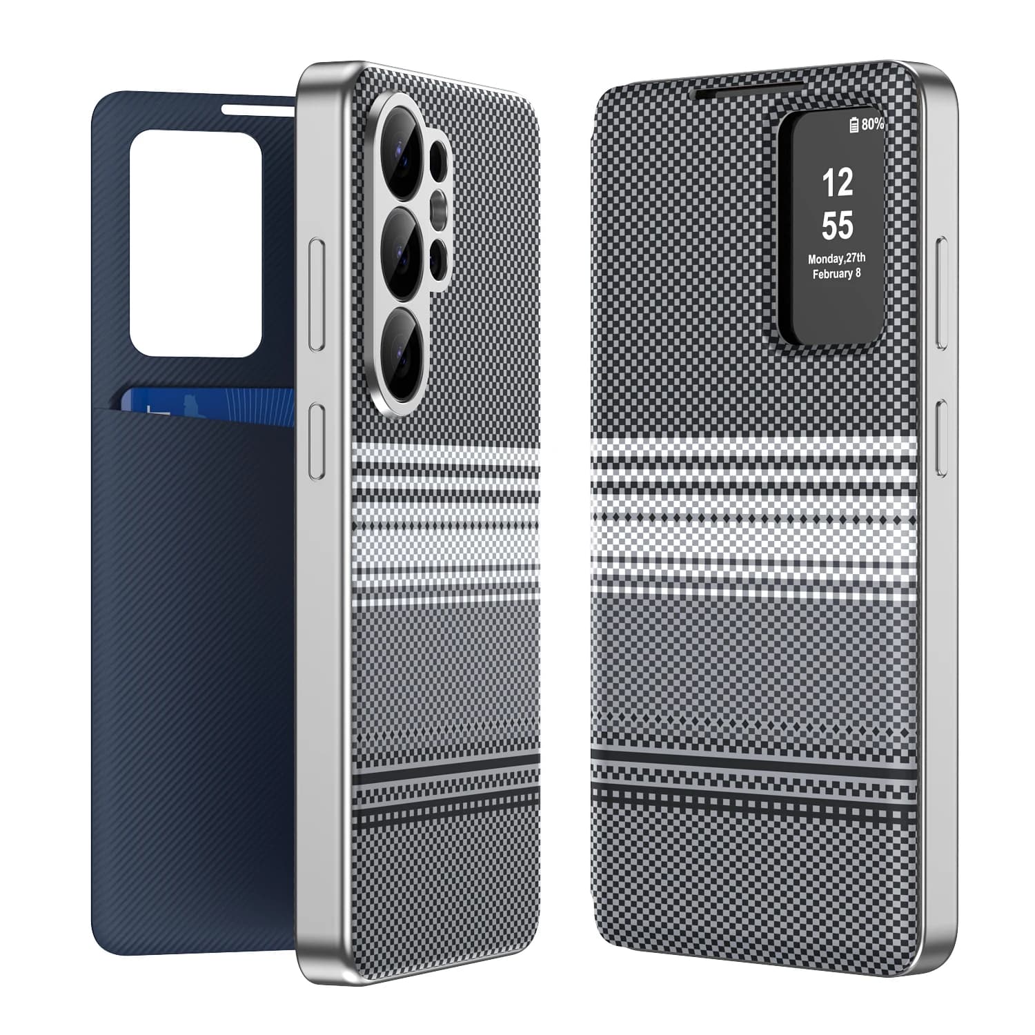 Étui de luxe en cuir à rabat avec fenêtre Smart View pour Samsung Galaxy S26 S25 Edge S24 S23 FE S22