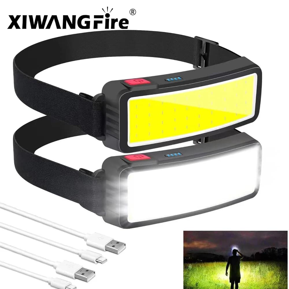 COB 180 ° Projecteur LED lampe frontale lampe de poche 3 Modes intégré USB batterie Rechargeable l