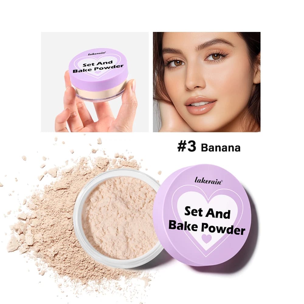 Lakerain poudre à réglage délicat durable sans perte contrôle du maquillage verrouillage de l'huile 