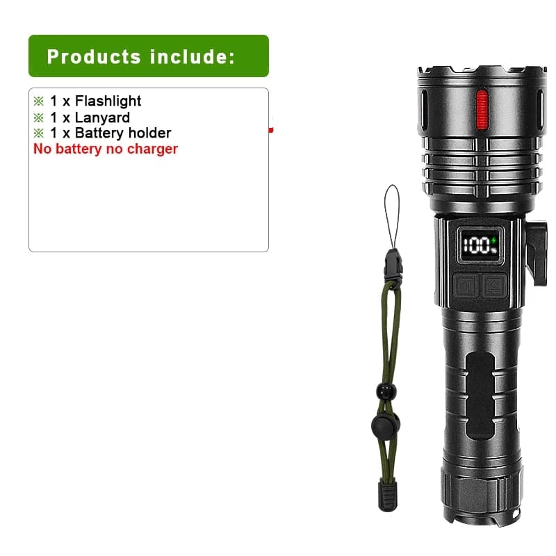 Lampe de Poche LED Rechargeable de Type C, Longue Portée de 5000m, Torche avec Lanterne Magnétique,