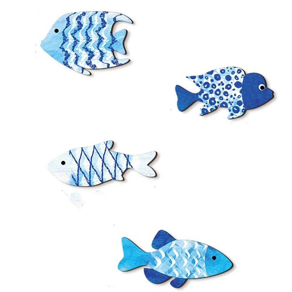 Décoration murale en bois style marin, école de poissons sculptée rustique, pendentif poisson artisa