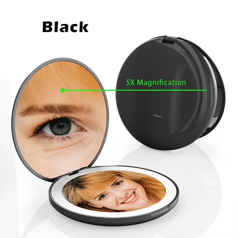 Miroir de poche avec lumière LED, miroir de maquillage Compact, petits miroirs, vente en gros, Mini 