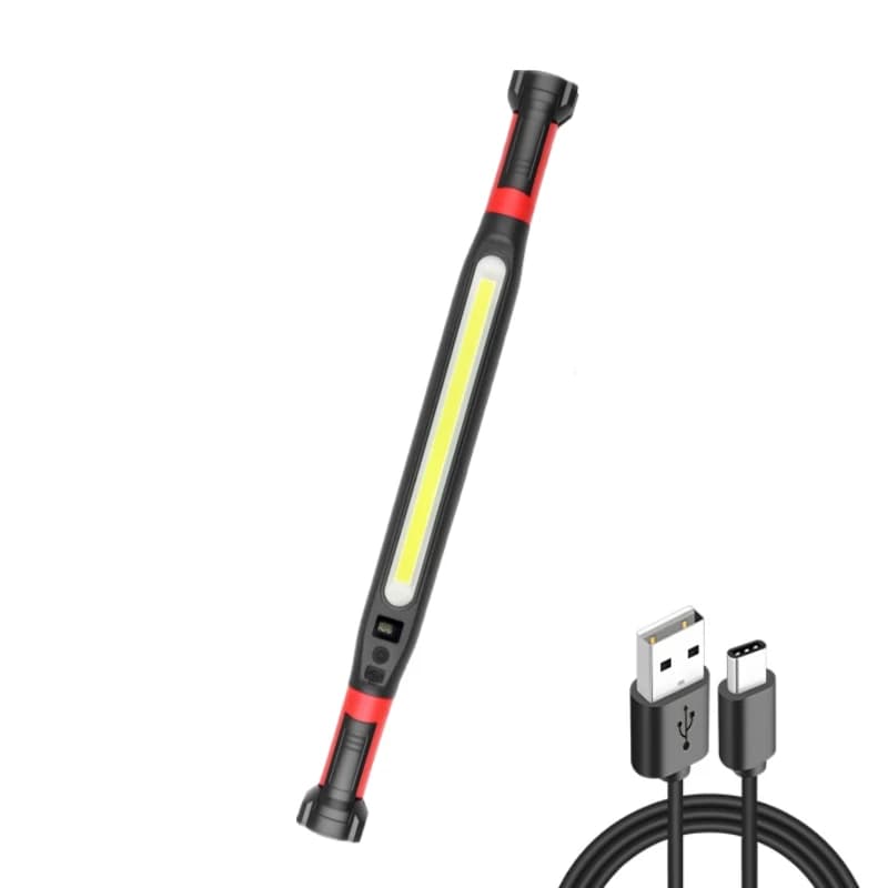 Barre de lampe de travail COB rechargeable avec crochets, base magnétique rotative, 3 modes d'éclair