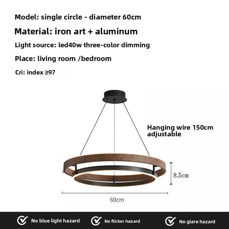 Lustre de plafond LED haut de gamme de designer italien, lampe suspendue en métal noyer, décoration 
