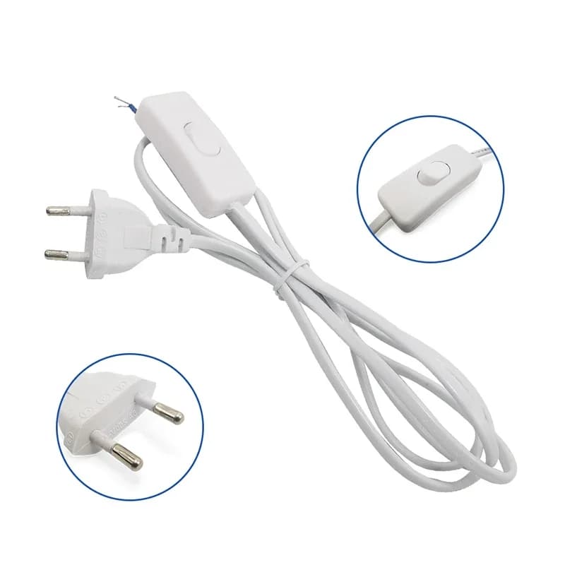 Fil d'alimentation à prise ue avec connecteur de commutateur, cordons électriques pour Tube LED, câb