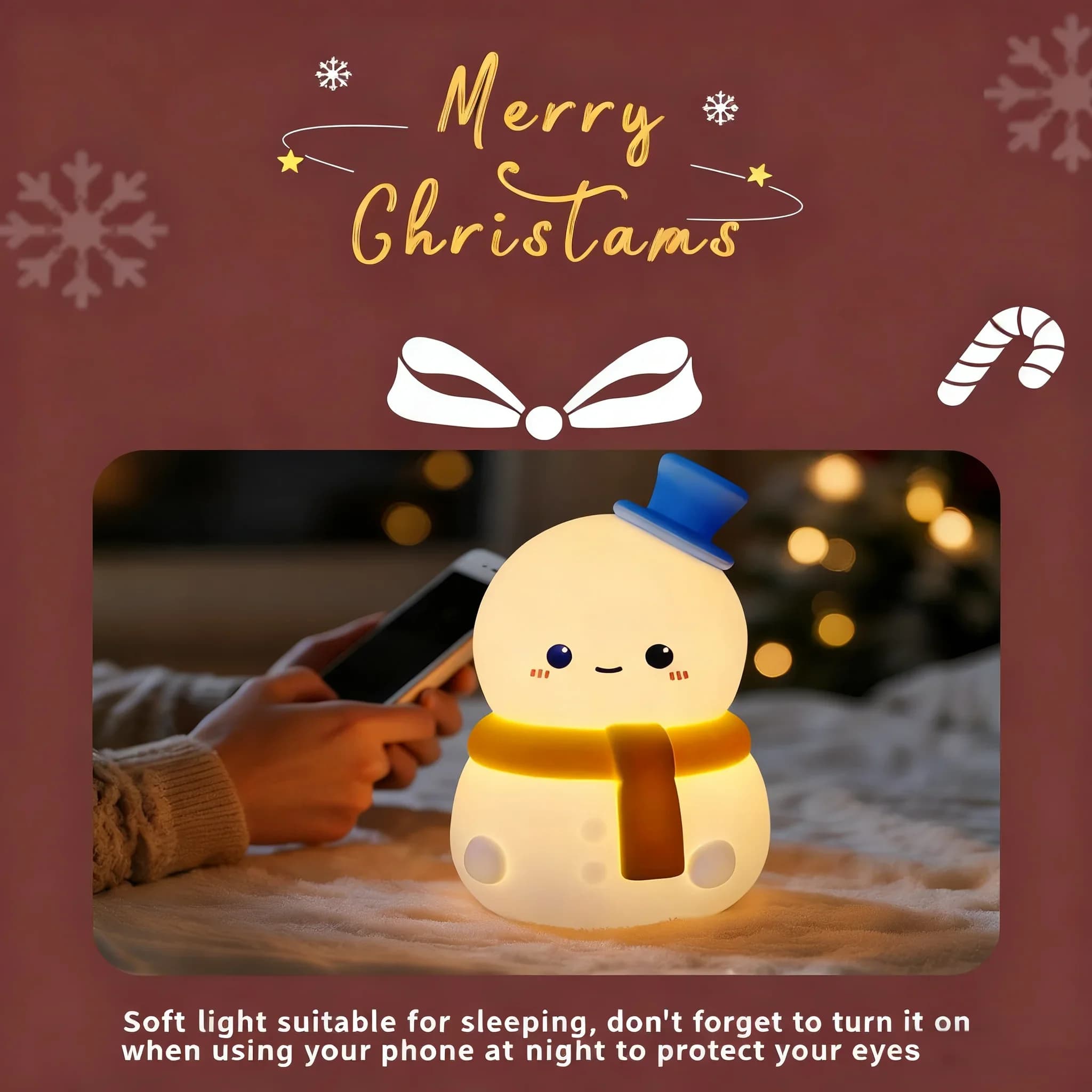 Snowtree – veilleuse Rechargeable en Silicone, contrôle tactile, cadeau d'hiver pour la maison, nouv