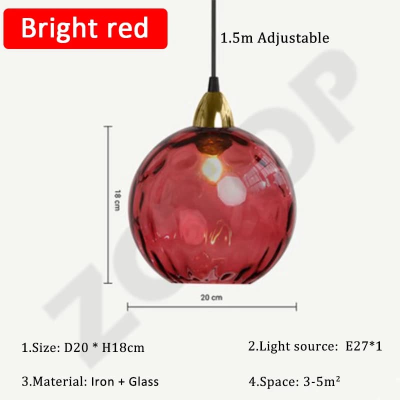 Luminaire suspendu en verre coloré de style classique, lampe suspendue colorée pour salon, restauran