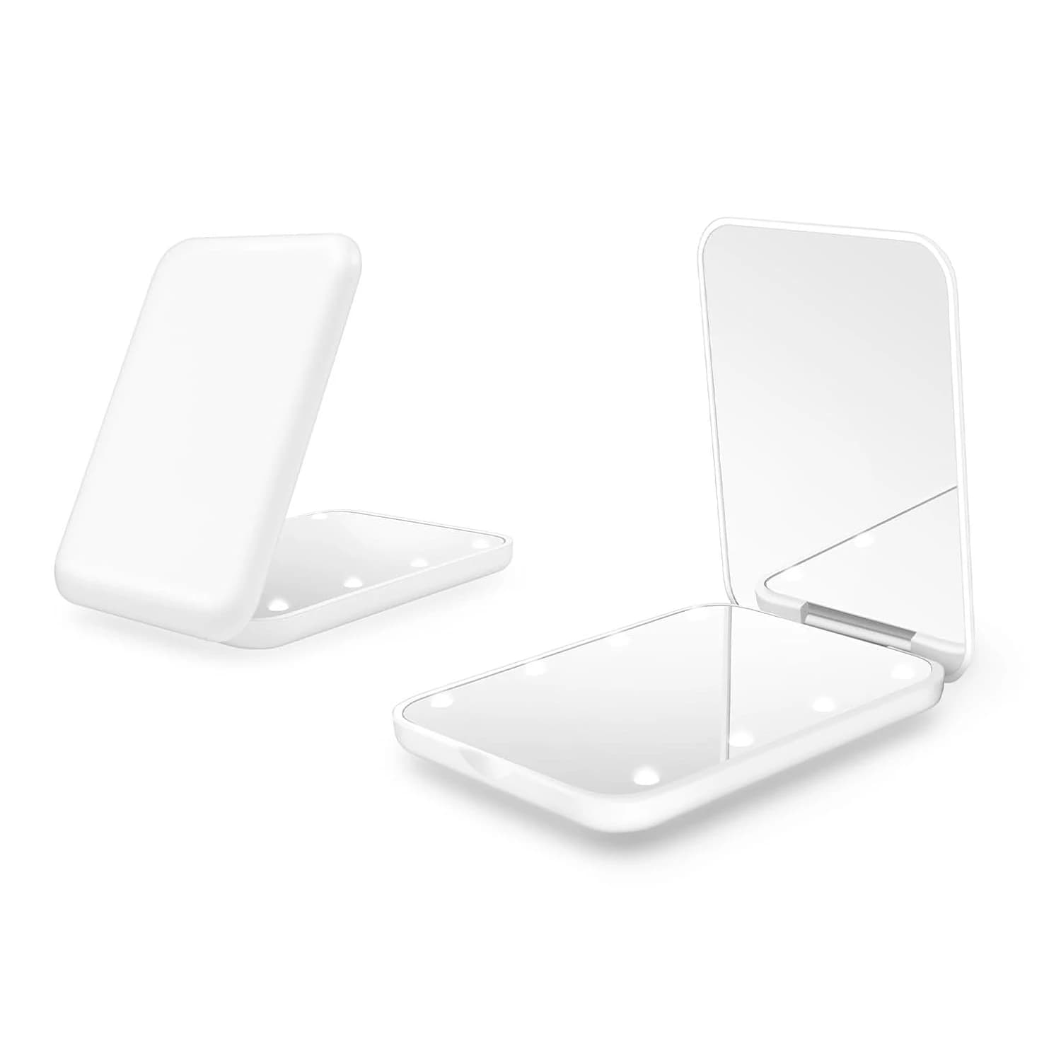 Miroir de poche grossissant 1X/2X avec LED, miroir de maquillage compact de voyage avec lumière, mir