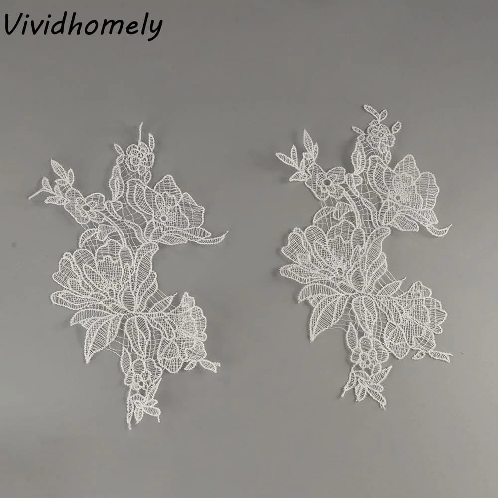 Accessoire vestimentaire : Applique florale en dentelle, faite main, pour artisanat DIY, patch en ti