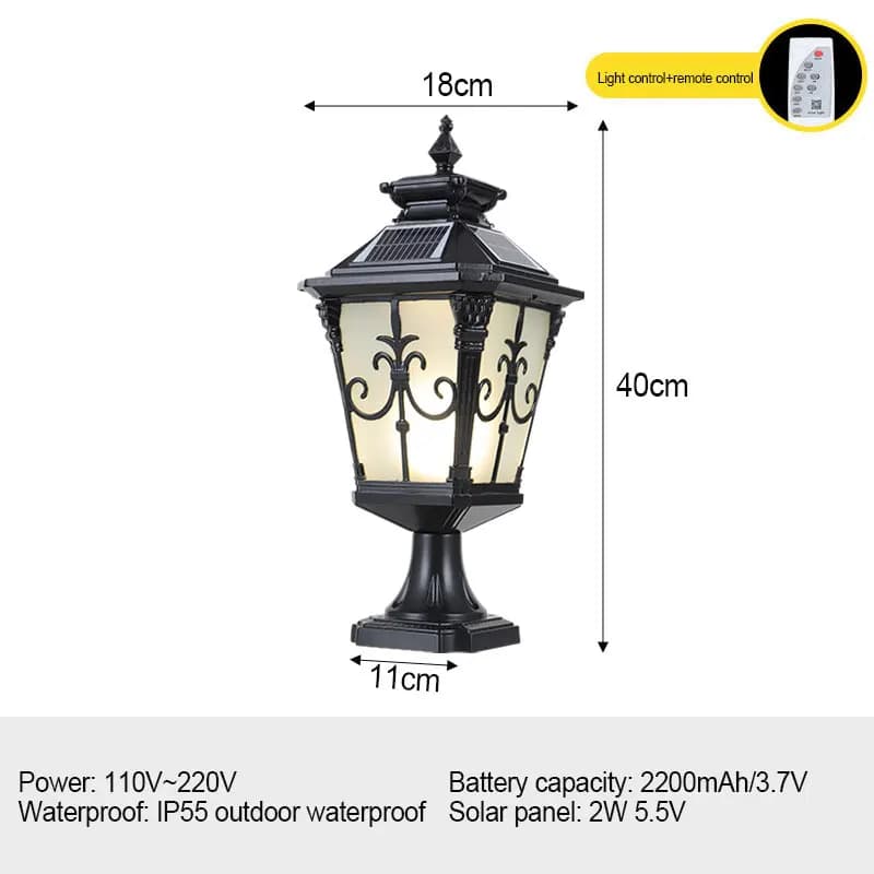 Lampe à colonne carrée extérieure à énergie solaire, étanche, pour jardin, Villa, porte, adaptée à u