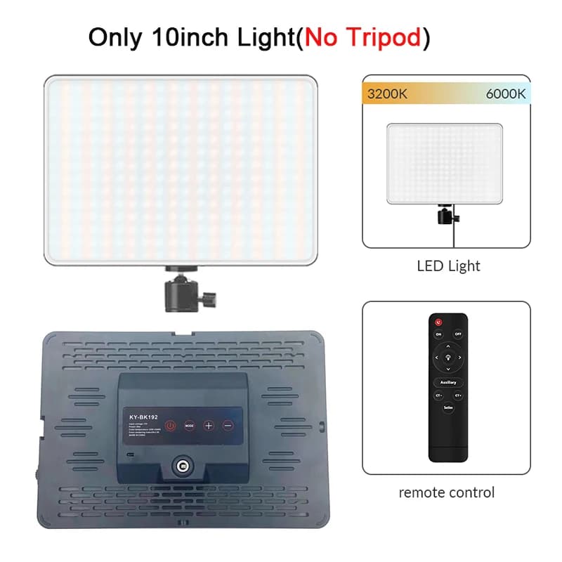 Panneau lumineux LED 14 pouces 10 pouces, prise EU, 3200K-6000K, éclairage photo, télécommande pour 